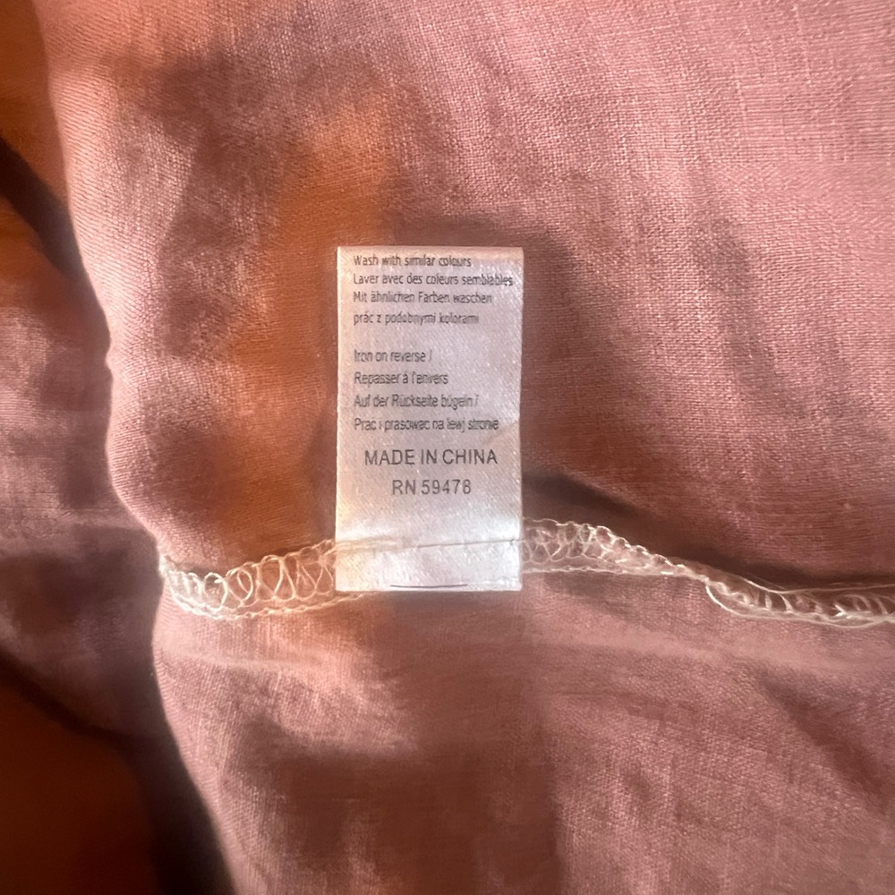 Malvin I Love Linen Women’s M Top Dusty Pink/Rose Roll Tab Sleeve Blouse PinTuck - Picture 7 of 9